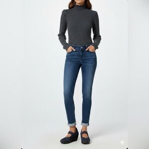 NWT Wolford Cotton Velvet Ribbed Bodysuit XS Black-Chiné Turtleneck Stretch